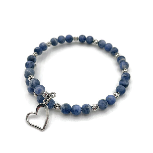 Gemstone Wrap Bracelet - Sodalite - Matte - Heart Charm