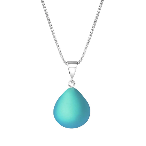 Necklace - Drop Pendant with Frosted Aqua Crystal - Extra Small - PEN-020-FA