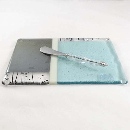 Cheese Plate with Spreader - Silver Dove