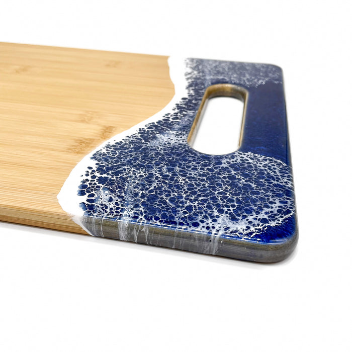 Ocean Wave Cutting Board - Medium - Ocean Blue - Vertical