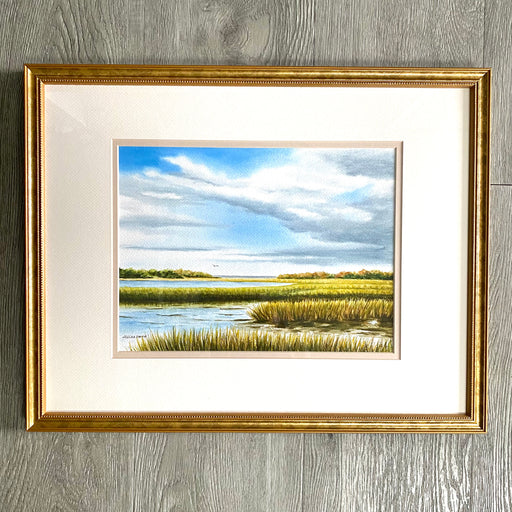 Original - Framed - 14x18 - Watercolor - Salt Marsh Meadow - 138