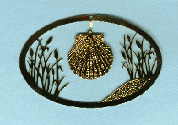 Ornament - Gold Plated Seashell with Cattails