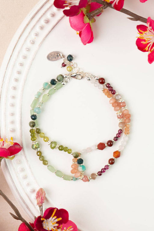 Revolution 7.5-8.5" Carnelian, Amazonite, Garnet Multistrand Bracelet