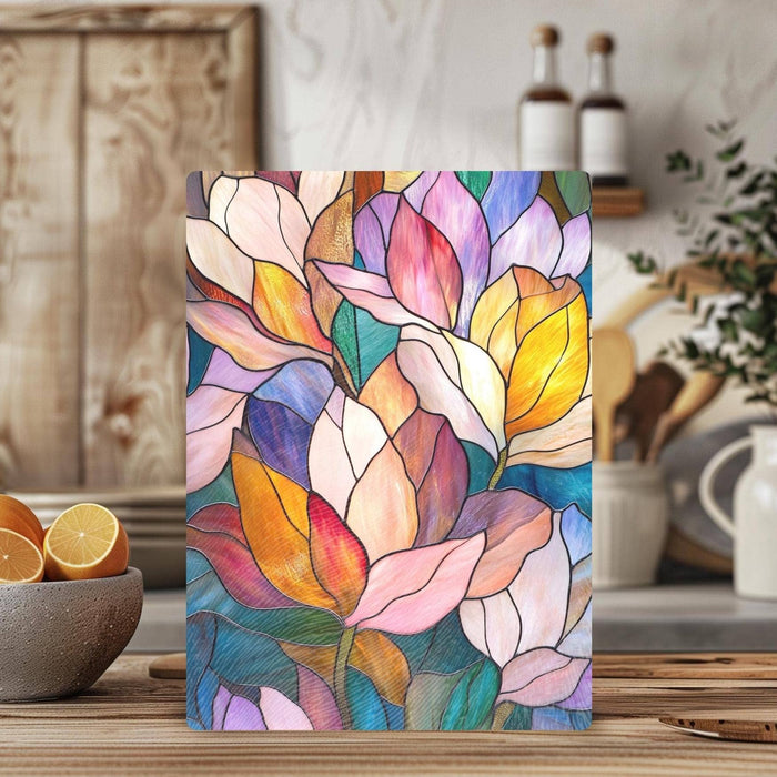 Tempered Glass Cutting Board: Floral - 8x11