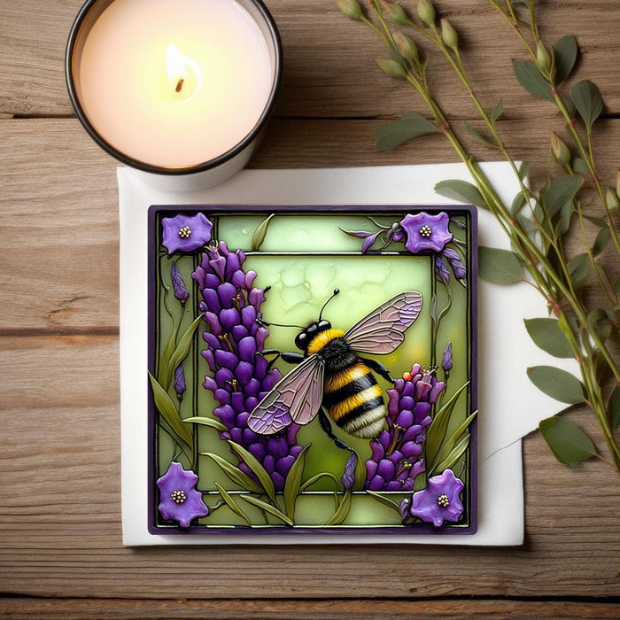 Coaster - Bee & Lavender Ceramic Coaster - FC