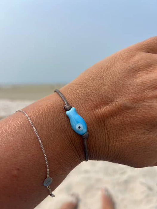 Bracelet - Sardine Fish - Sky Blue - 6.5"