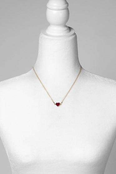 Necklace - Gumdrop 16.5-18.5" Ruby Heart Simple Necklace