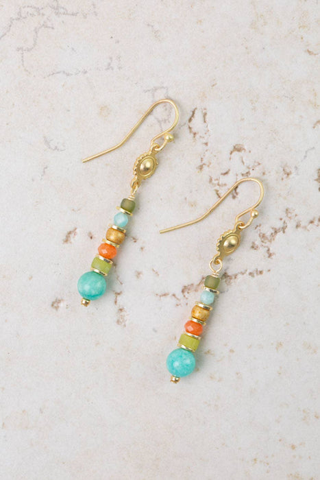Secret Garden Red Aventurine, Amazonite Simple Earrings