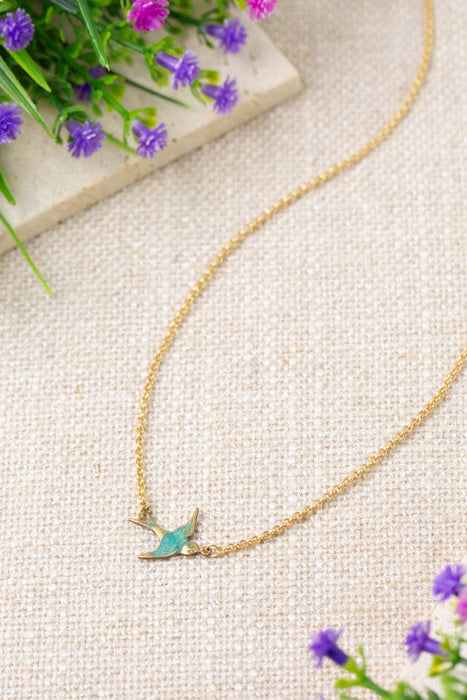 Folklore 16-18" Patina Antique Brass Sparrow Simple Necklace