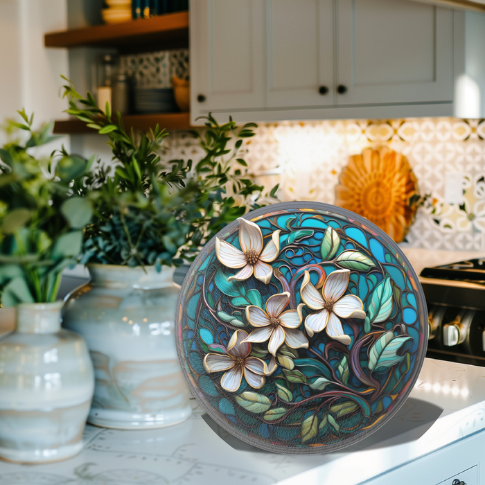 Tempered Glass Cutting Board - Magnolias - 12