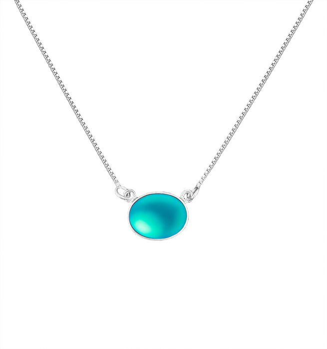 H-Oval Pendant - Polished Aqua