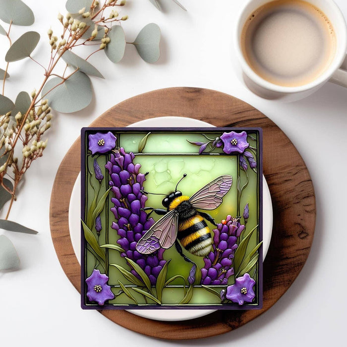 Coaster - Bee & Lavender Ceramic Coaster - FC