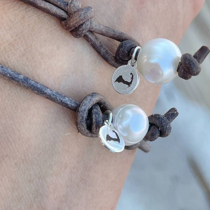 Anklets - Sea Glass Leather - Natural - Blue - 9"