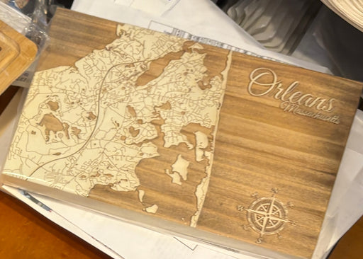 Wood Burnt Map - Orleans, MA - Papier Blanc - Small