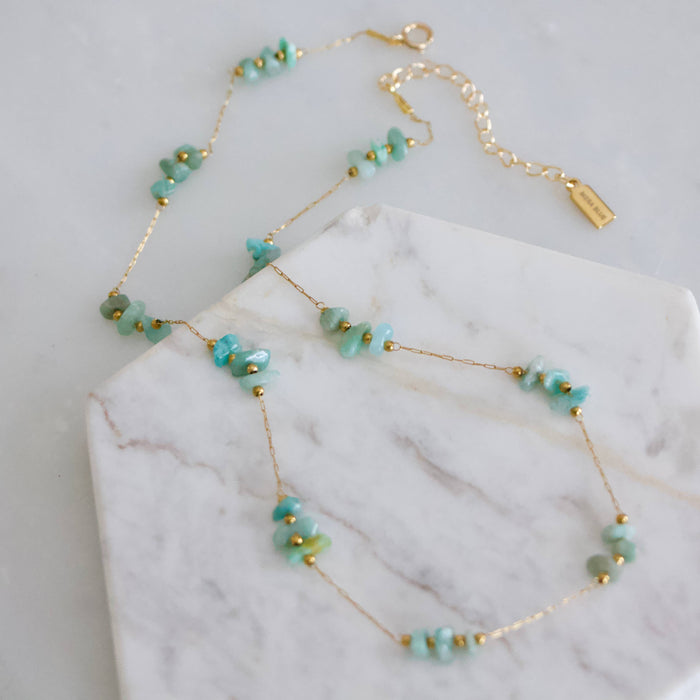 Nugget Gemstone Necklace, Apatite, Amazonite, Tourmaline, : Sunstone