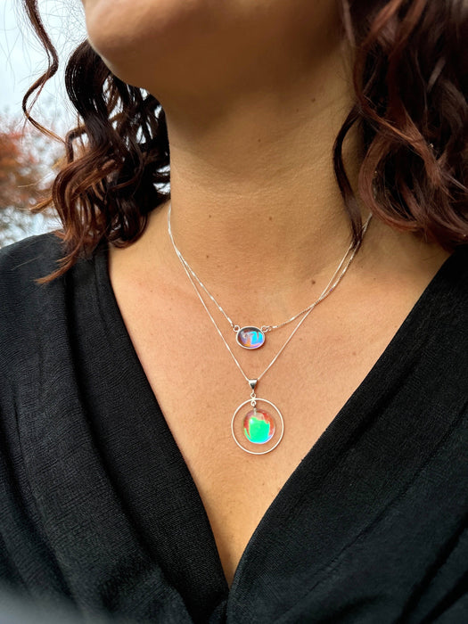 H-Oval Pendant - Polished Aqua