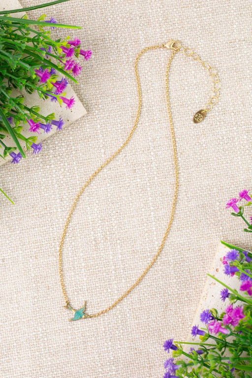 Folklore 16-18" Patina Antique Brass Sparrow Simple Necklace