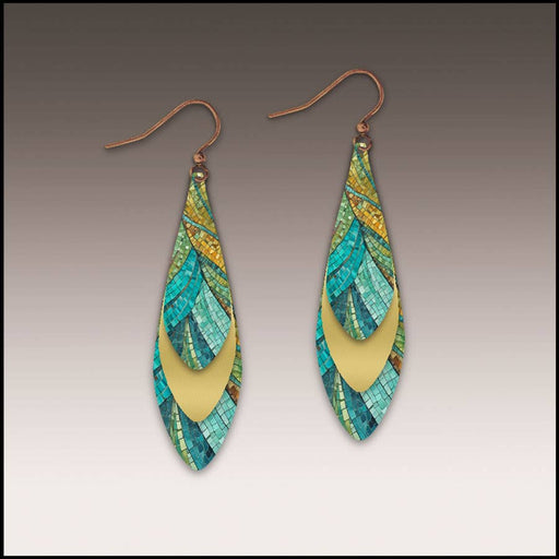 Dunes Mosaic Mixed Metal Feather Drop Earrings