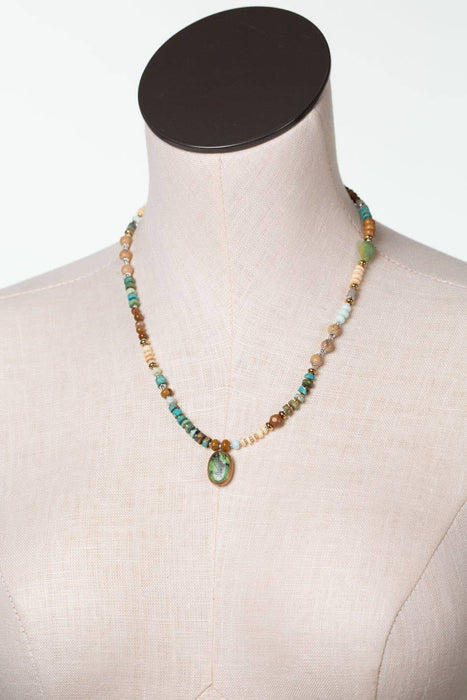 Remedy 18-20" Jasper, Jade with Turquoise Oval Bezel Simple Necklace