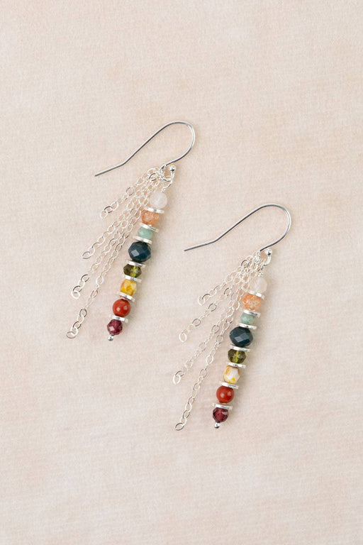 Revolution Jasper, Garnet, Amazonite Dangle Earrings