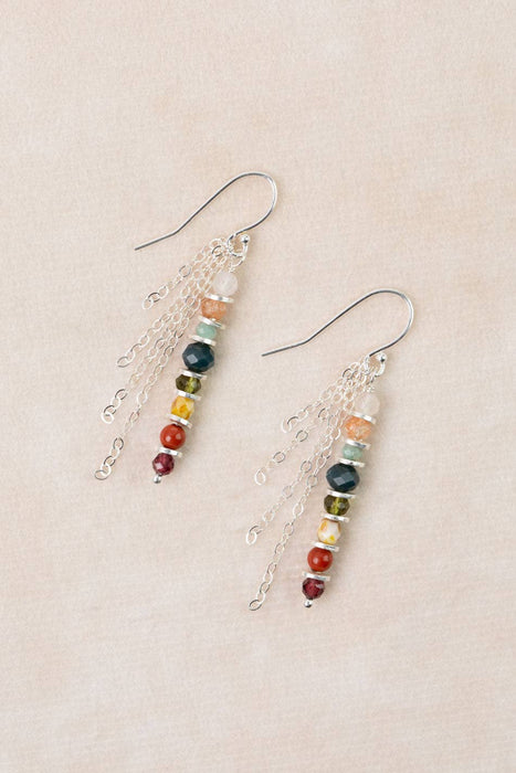 Revolution Jasper, Garnet, Amazonite Dangle Earrings