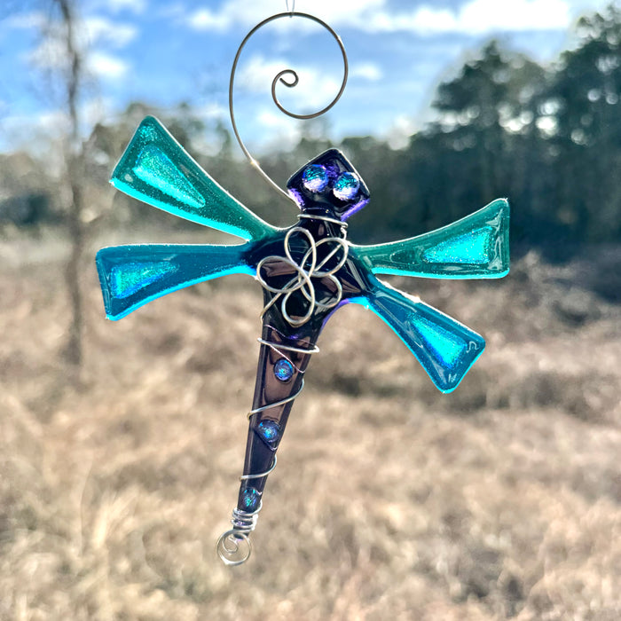 Sun Catcher - Dragonfly - Small - Purple/Aqua