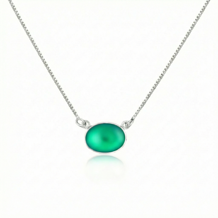 H-Oval Pendant - Polished Aqua