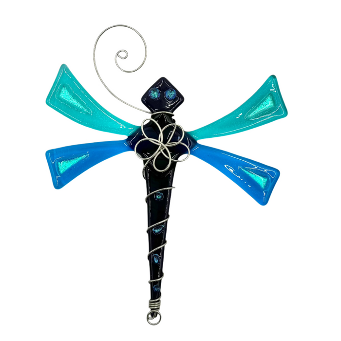 Sun Catcher - Dragonfly - Large - Purple/Aqua