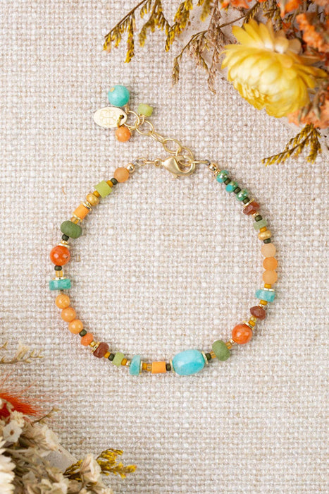 Secret Garden 7.5-8.5" Red Aventurine, Amazonite, Czech Glass Simple Bracelet