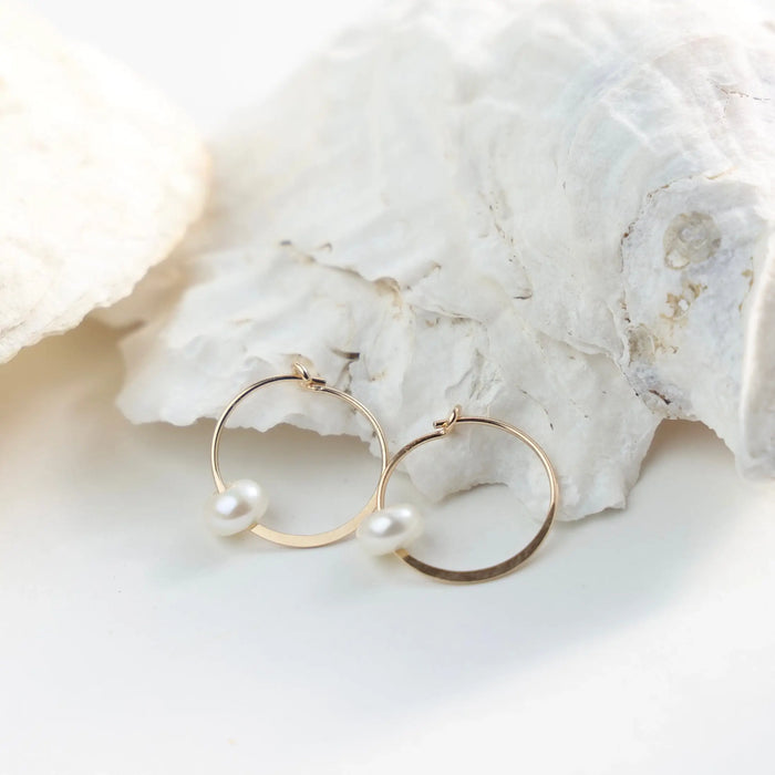 Earrings - Large Pearl Self Love Hoops