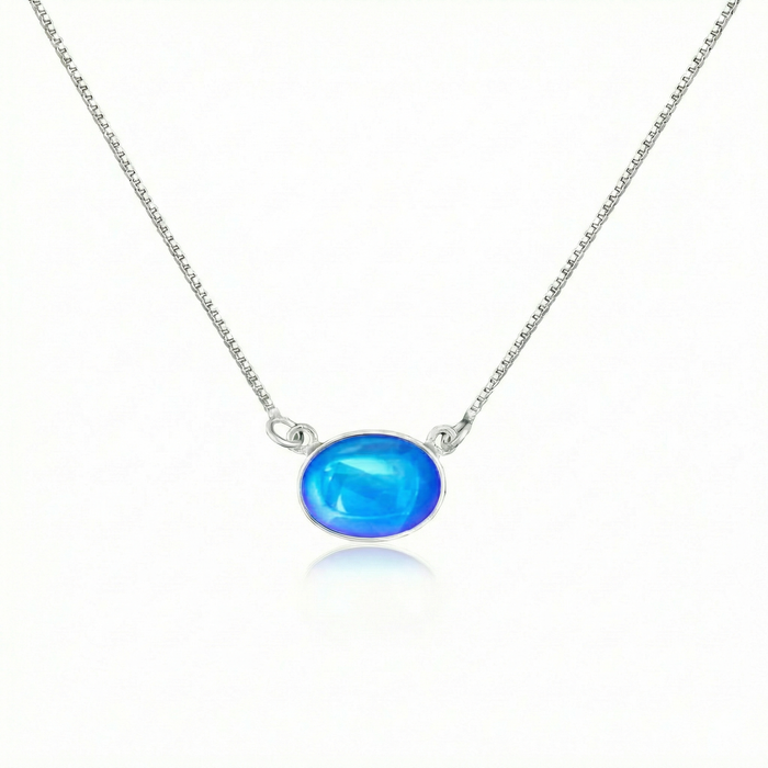 H-Oval Pendant - Polished Aqua
