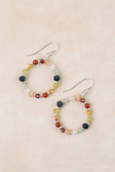 Revolution Jasper, Garnet, Amazonite Hoop Earrings