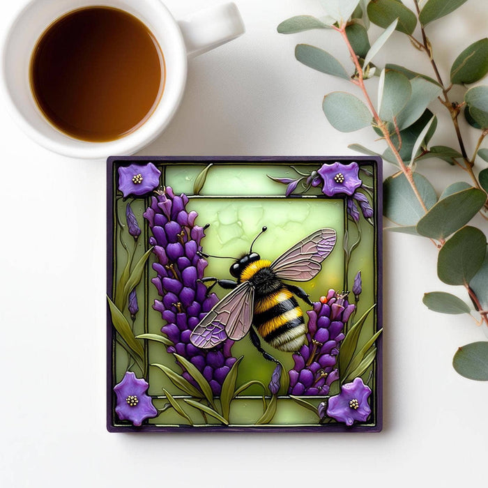 Coaster - Bee & Lavender Ceramic Coaster - FC