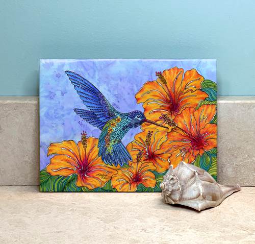 Ceramic Tile - Tropical Hummingbird - 6" x 8" - SKD