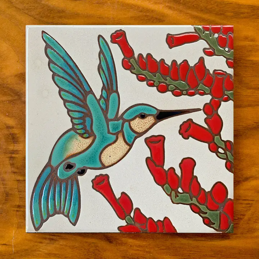 Hanging Tile - Hummingbird with Ocotillo - CQD