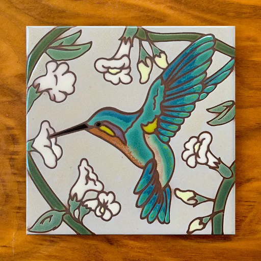 Hanging Tile - Hummingbird with White Flowers - CQD