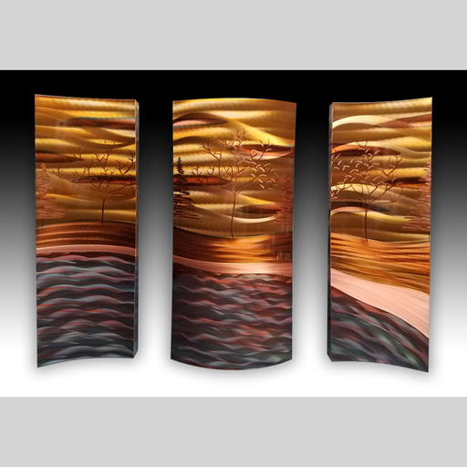 Copper Wall Art - Copper Forest - Triptych - 26" x 36"