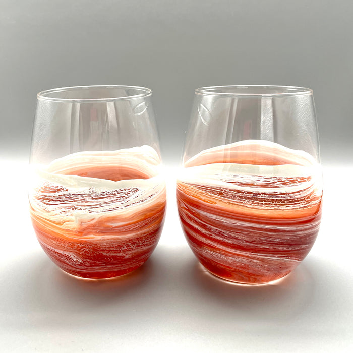 Ocean Wave Stemless Wine Glass - Sunset