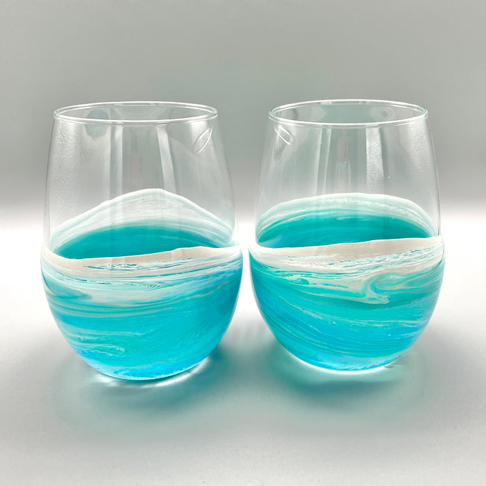 Ocean Wave Stemless Wine Glass - Mermaid Tail