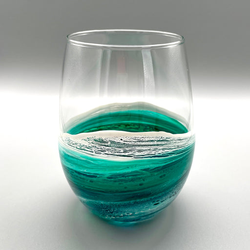 Ocean Wave Stemless Wine Glass - Emerald