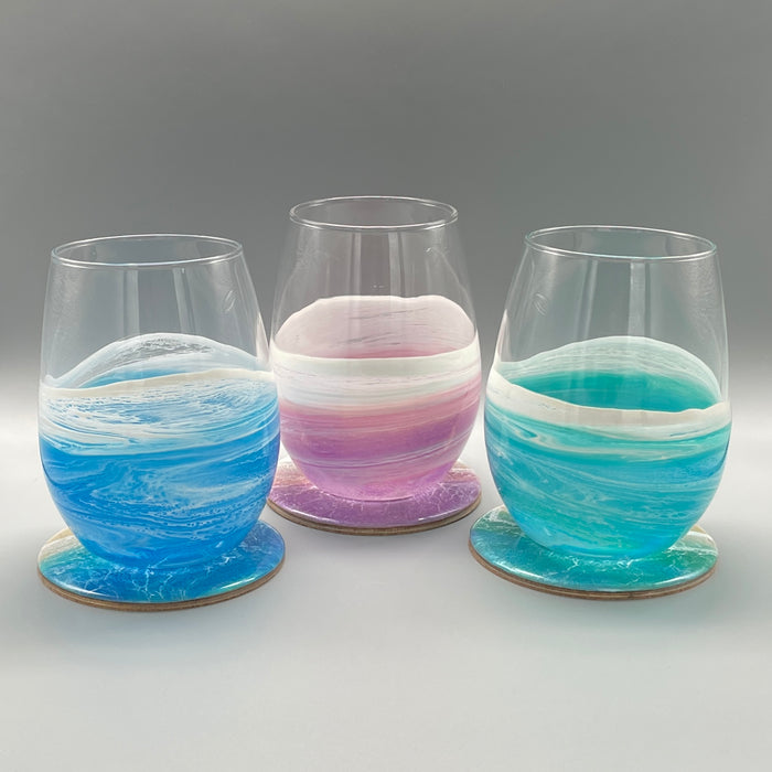 Ocean Wave Stemless Wine Glass - Mermaid Tail