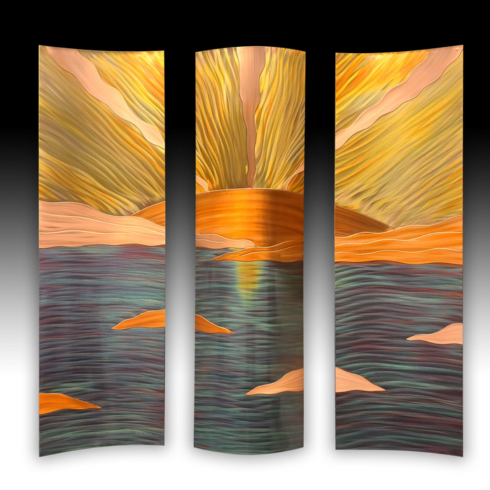 Copper Wall Art - New Horizons - Large Triptych - 47" x 50"