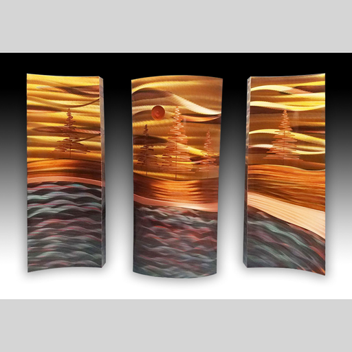 Copper Wall Art - North Shore Lake - Triptych - 26" x 36"