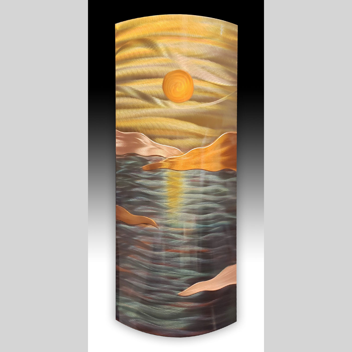 Copper Wall Art - Ocean Horizon II - 12" x 26"