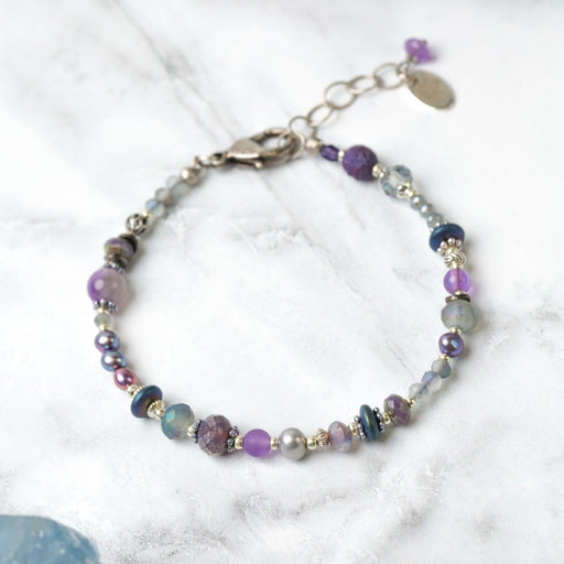 Bracelet - Reflections 7.5-8.5" Freshwater Pearl, Czech Glass, Crystal Simple Bracelet