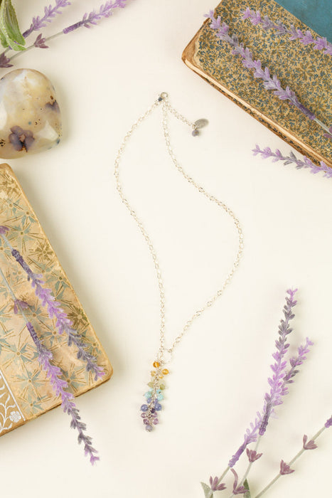 Necklace - Sanctuary 15.5-17.5" Citrine, Amethyst, Larimar Cluster Necklace