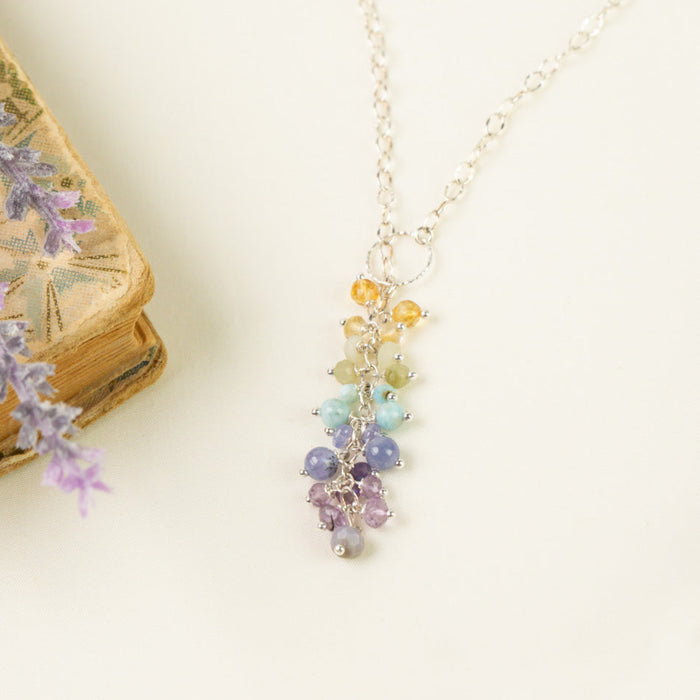 Necklace - Sanctuary 15.5-17.5" Citrine, Amethyst, Larimar Cluster Necklace