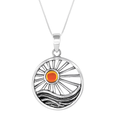 Necklace - Sunset Pendant with Polished Fire Crystal - PEN-432-PF