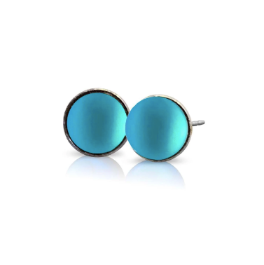 Earrings - Small Crystal Stud - Frosted Aqua - EAR-035-FA