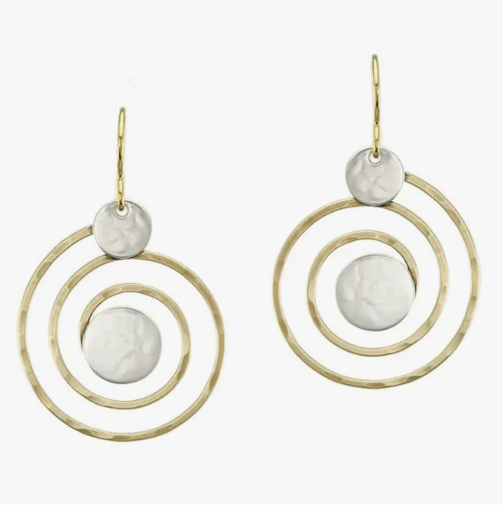Earrings - Brass Spiral with Sterling Discs - MB